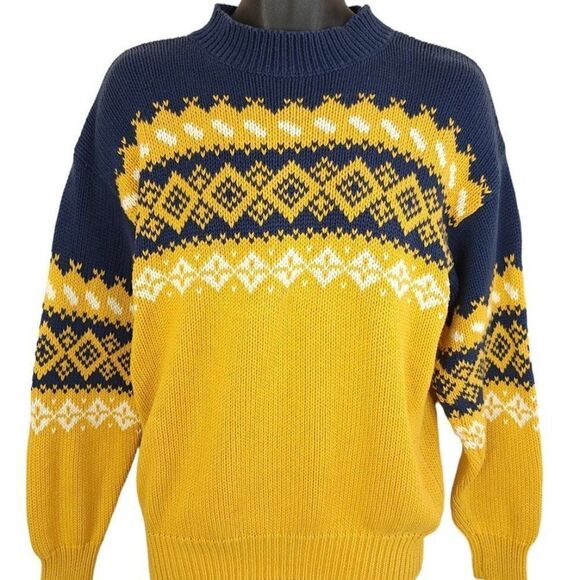 Gap Sweater Vintage 90s Fair Isle Winter Holiday Heavy Knit Mens Size Small - Picture 1 of 5